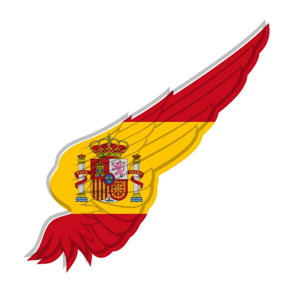 Wing med Spanien flagga — Stock vektor