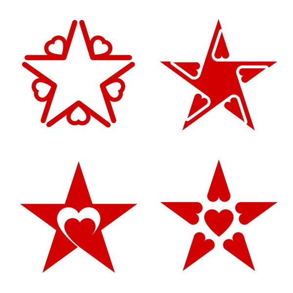 Logos con estrellas y corazones — Vector de stock