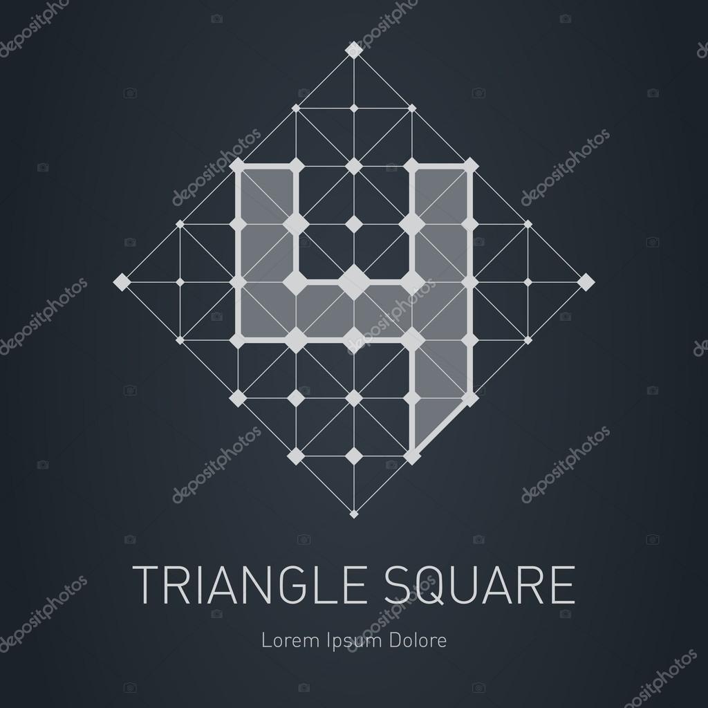Modern stylish low poly logo with number  4. Low-poly Design element with squares, triangles and rhombus. Vector Lowpoly logotype template.