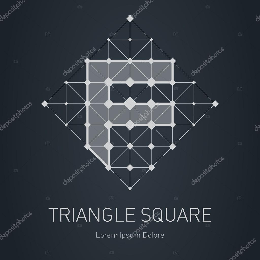 Modern stylish low poly logo with letter F. Low-poly Design element with squares, triangles and rhombus. Vector Lowpoly logotype template.