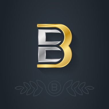 Gold and silver letter B clipart
