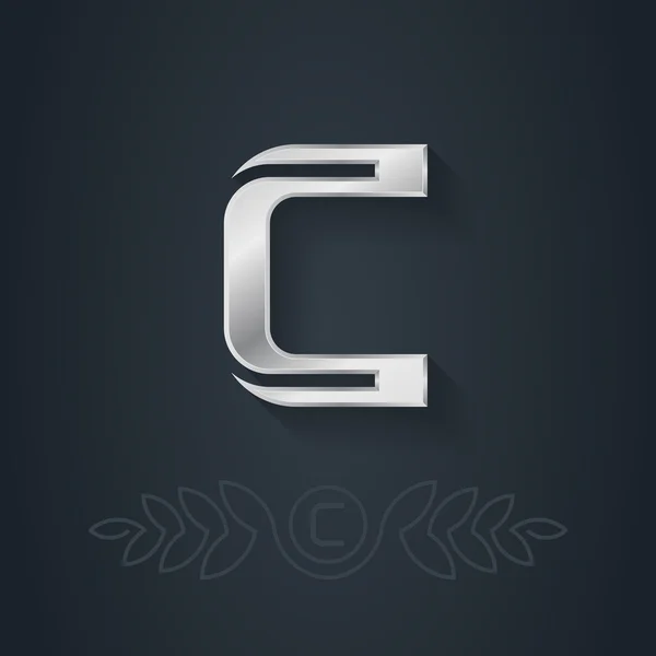 Silver fuente Letter C — Vector de stock