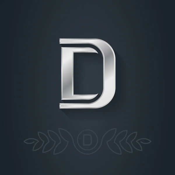 Zilveren lettertype Letter D — Stockvector