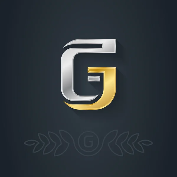 Guld och silver bokstaven G — Stock vektor
