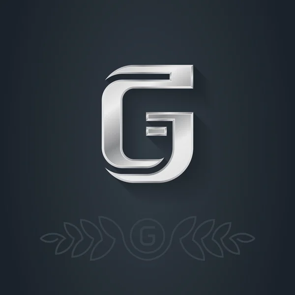 Срібний шрифт Літера G — стоковий вектор