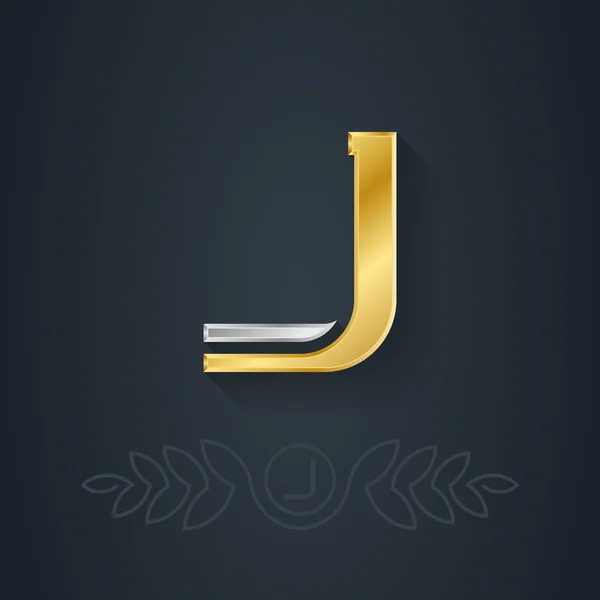 Guld och silver bokstaven J — Stock vektor