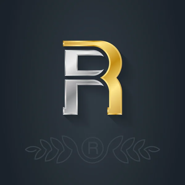 Gold and silver letter R — Stock Vector