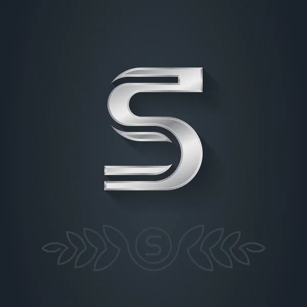 Silver typsnitt bokstaven S — Stock vektor