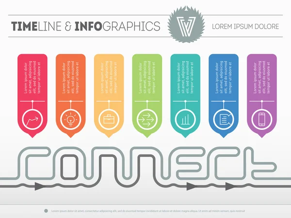 Tijdslijn van tendensen en trends pictogrammen — Stockvector