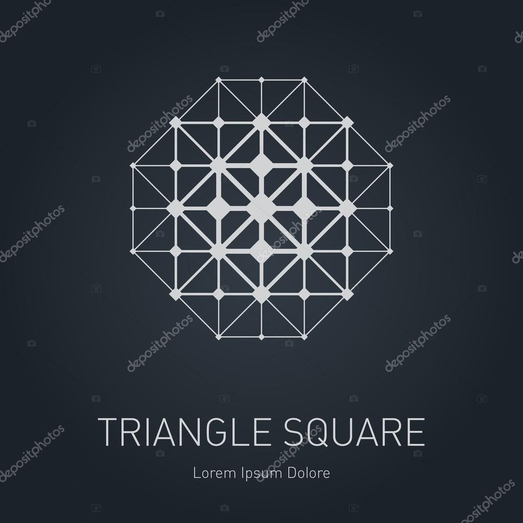 Vector logotype template. Low-poly mesh. Modern stylish logo. Design element with squares, triangles and rhombus. Grid structure.