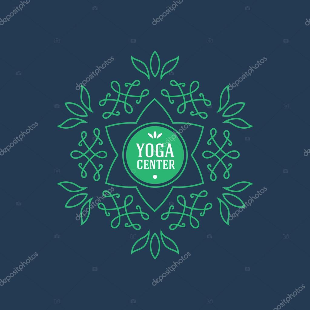 Elegant ornament line logo design. Floral calligraphic monogram label template. Logotype for Beauty salon, Spa center, boutique, cosmetician shop, yoga or fitness class. Vector illustration.