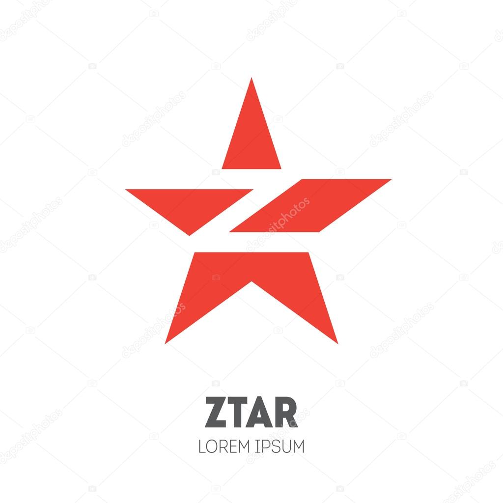Star - Vector logo template. Sliced star with letter Z inside. Design element or icon.