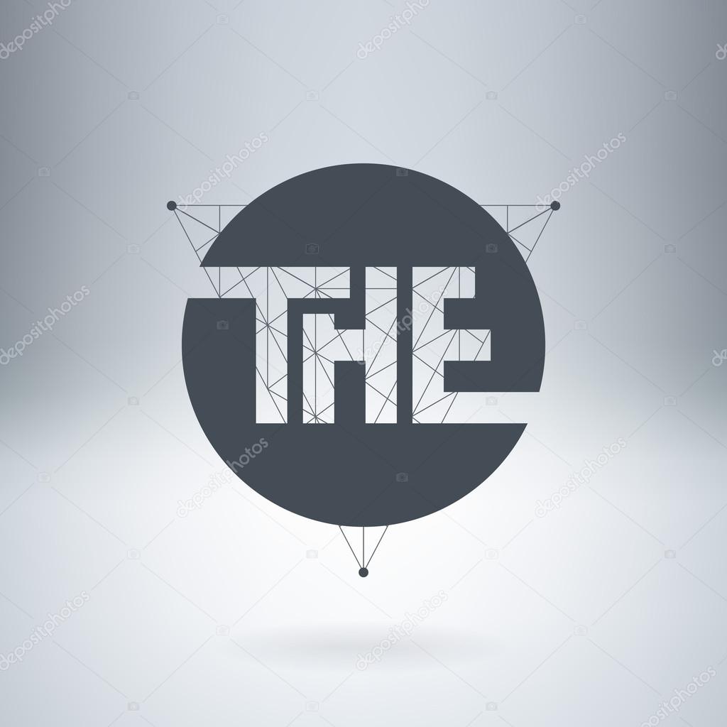 Abstract hi-tech illustration with low poly grid structure and triangles against gray background