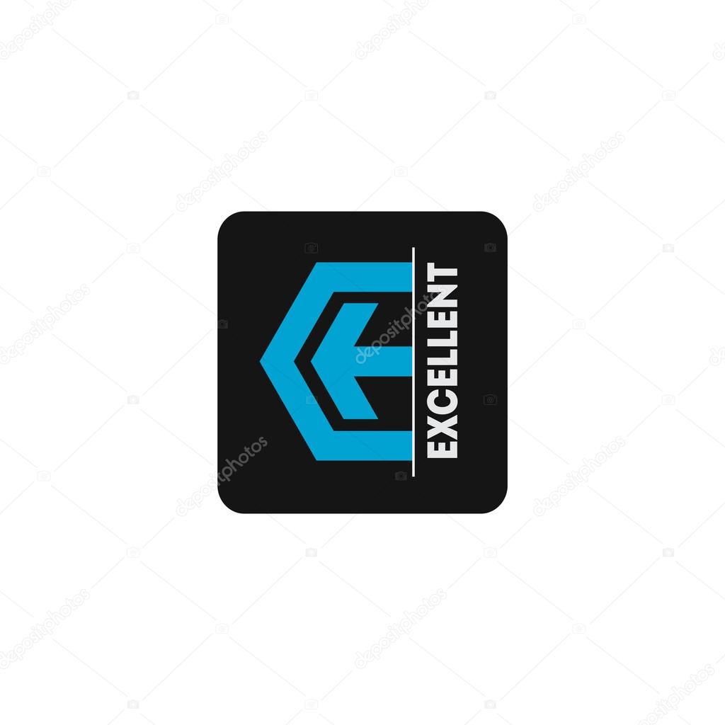 Black logo template with arrow and stylized letter E against white background