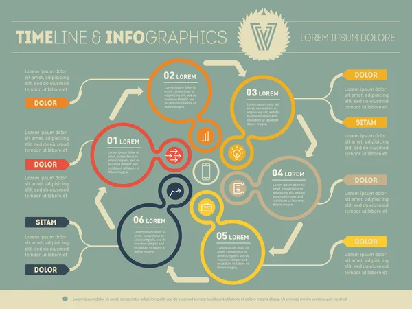 Business-Infografik mit Kreisen und Pfeilen — Stockvektor