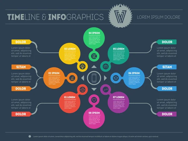 Business-Infografik mit Kreisen und Pfeilen — Stockvektor