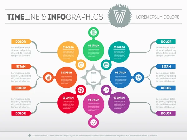 Infografica aziendale con cerchi e frecce — Vettoriale Stock