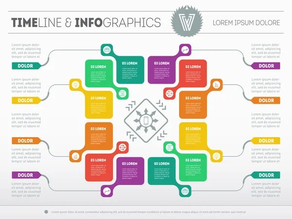 Infografica aziendale con cornici quadrate — Vettoriale Stock