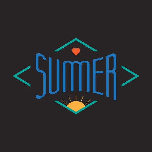 Etiqueta de verano con sol y corazón — Vector de stock