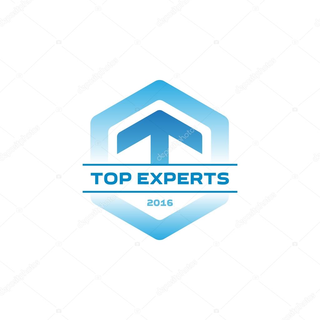 Logo template for top experts in field of business, technology, or management. Vector icon or design element with arrow.