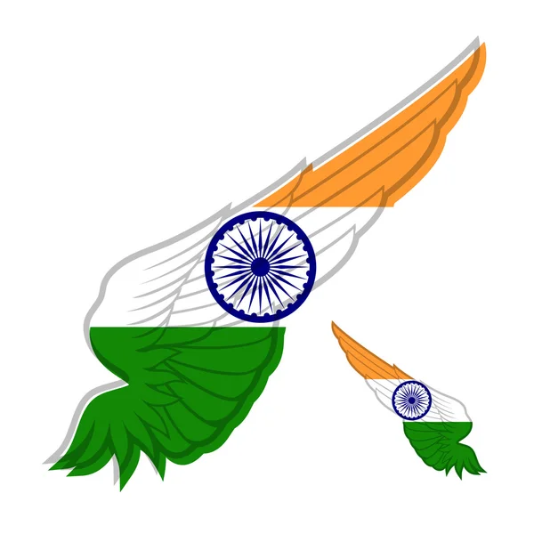 Bandera de la India en símbolo de ala — Vector de stock