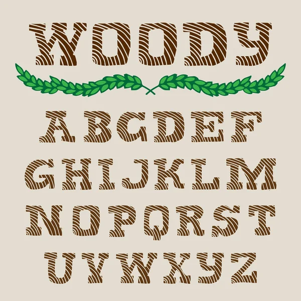 Woody - Vector Hand Drawn Alphabets — Stock Vector