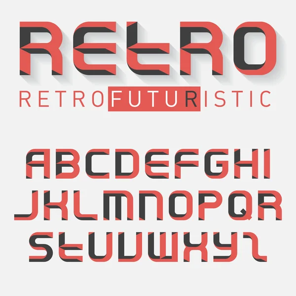 Retro futuristic beveled 3d alphabet. — Stock Vector