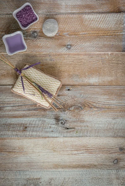 Composition of spa treatment on the wooden table — Stock Photo, Image