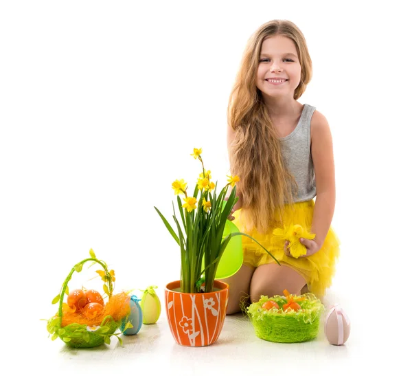 Menina com decorações de Páscoa — Fotografia de Stock