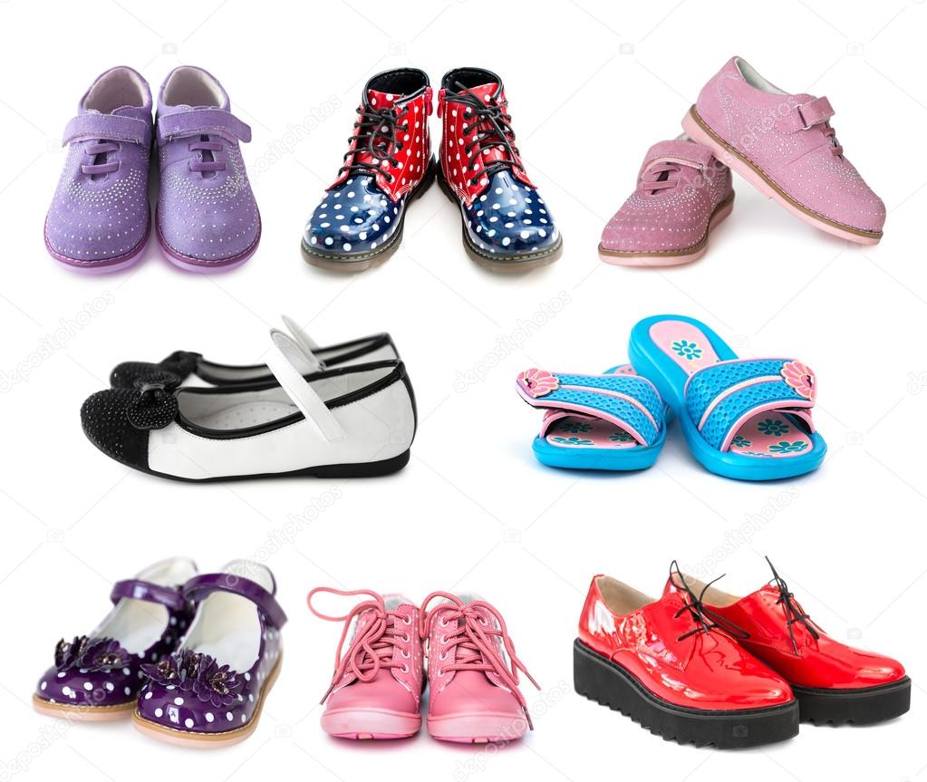 Collage of different kids shoes isolated — Stock Photo © tan4ikk ...