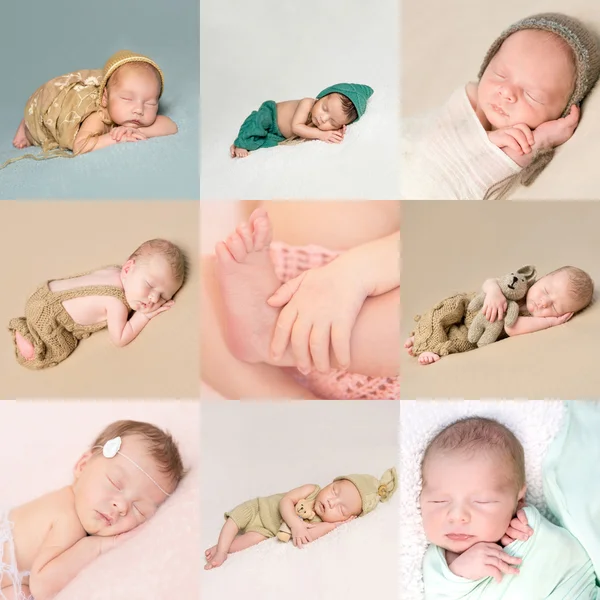 Mooie pasgeboren baby's collage — Stockfoto