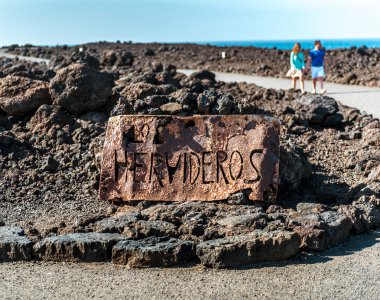 signboard of Cueva de los Verdes in Lanzarote clipart