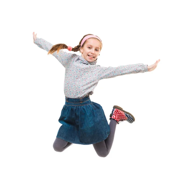 Foto de alegre menina saltando — Fotografia de Stock