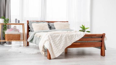 Yataklı modern iç mekan