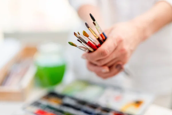 Brushes and watercolor — Stock Photo, Image