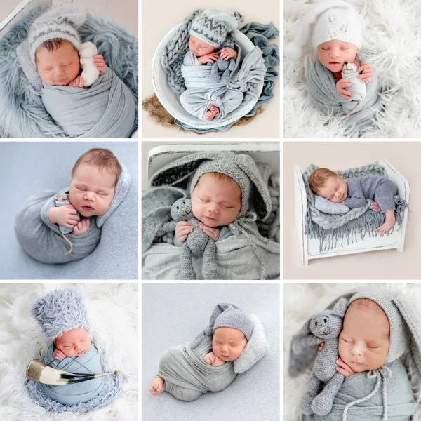 Kolaż noworodka zdjęcia niemowląt — Zdjęcie stockowe