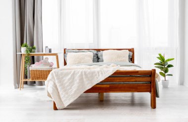 Yataklı modern iç mekan