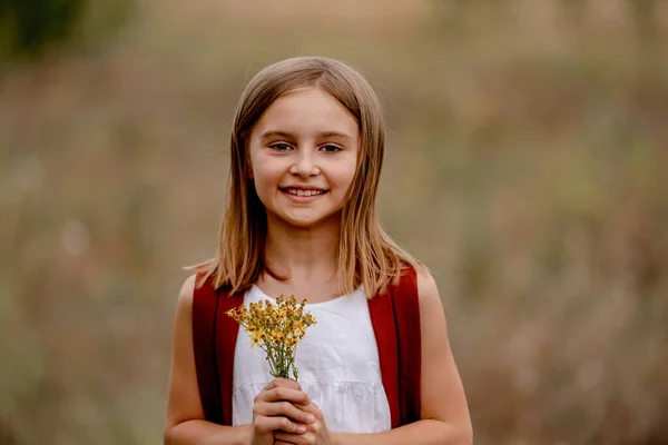Preteen girl in the field — Stock Photo, Image
