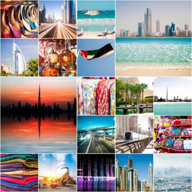 Dubai DXB fotoğrafları kolaj bir