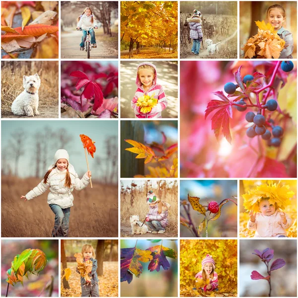 Autumn theme with kids — Stock Photo, Image