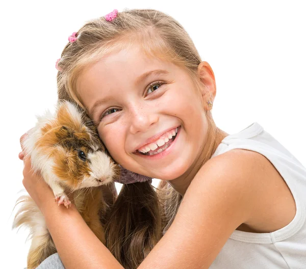 Cute girl with a cavy — Stock Photo, Image