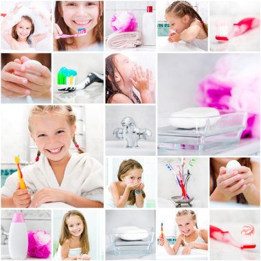 küçük şirin kız banyo alır