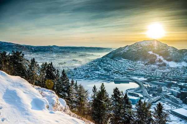 Vista de invierno en Bergen — Foto de Stock