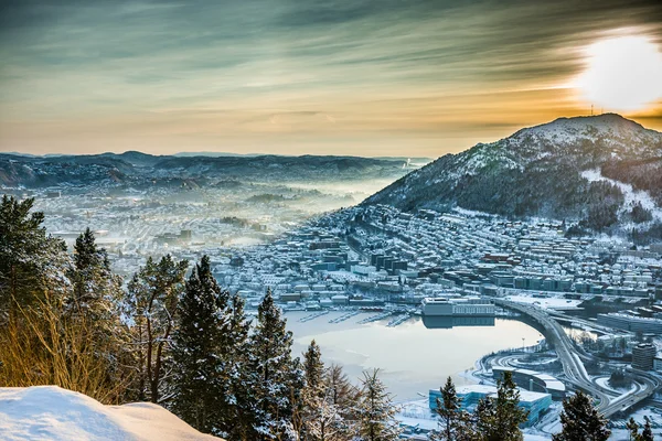 Winter view on Bergen — Stock Photo, Image