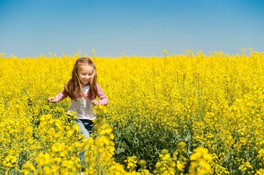 bir alan, sevimli küçük kız