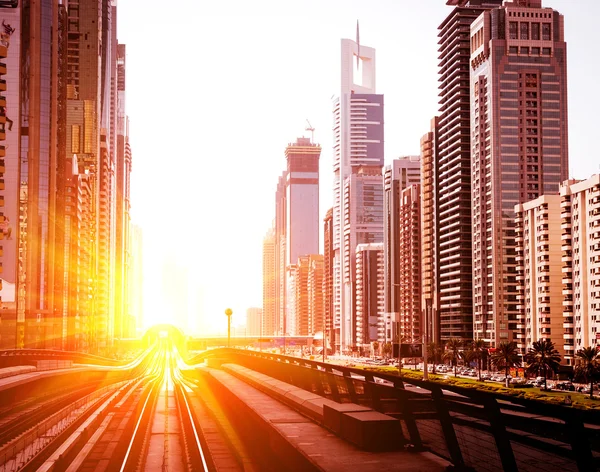 Akşam Dubai Metro — Stok fotoğraf