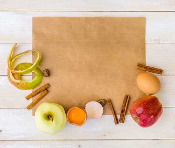 Ingredientes alimentarios para pastel de manzana —  Fotos de Stock