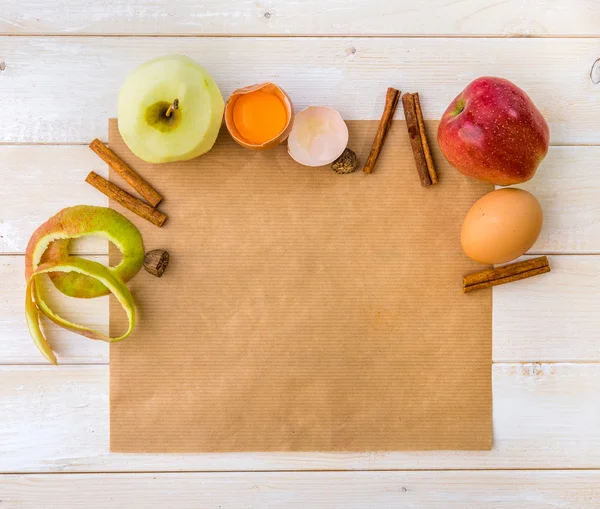 Voedingsmiddelen en nieuwe voedselingrediënten voor appeltaart — Stockfoto