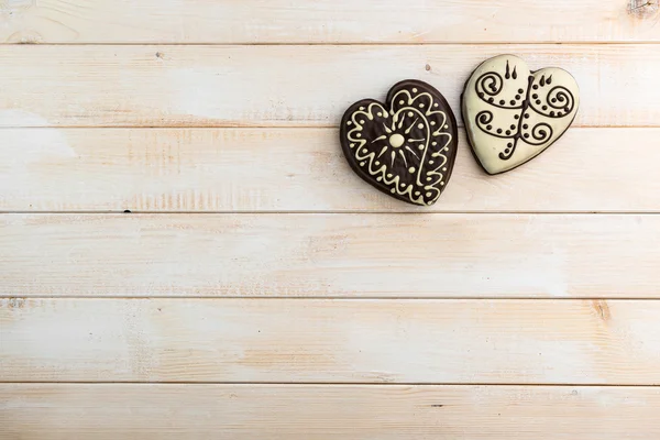 Gingerbread cookies in  form of hearts — Stock Photo, Image