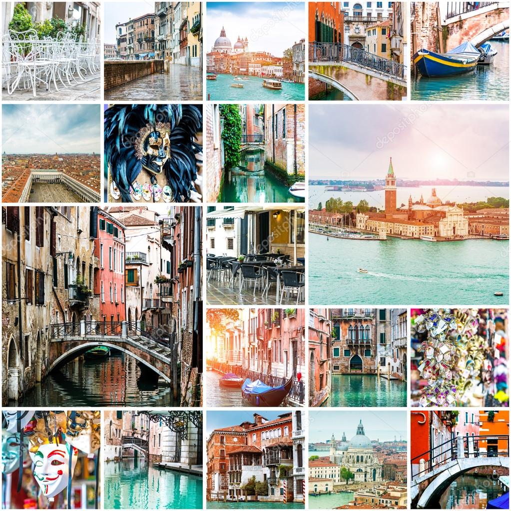 Collage of photos from Venice